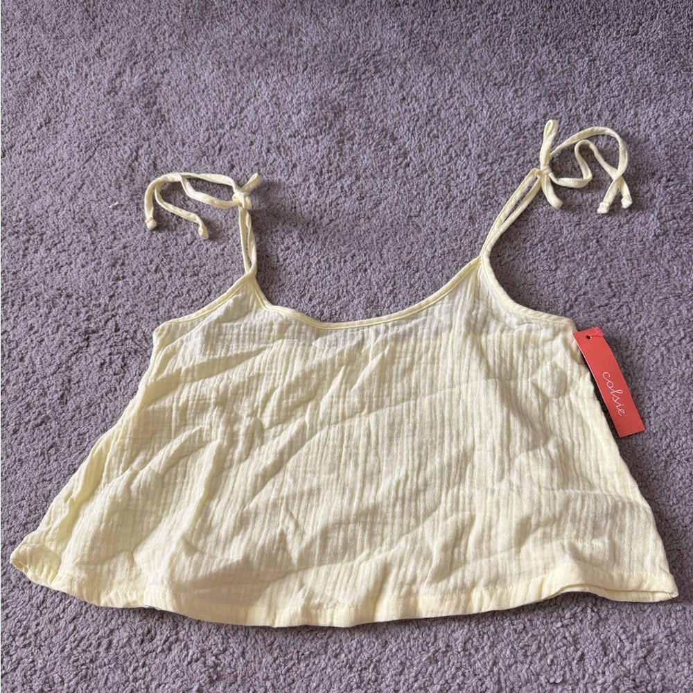 Colsie Yellow Tie Strap Crop Tank